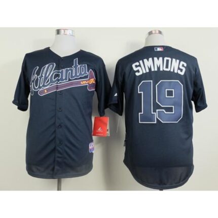 Braves #19 Andrelton Simmons Blue Cool Base  Stitched MLB Jersey