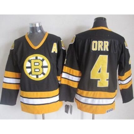 Bruins #4 Bobby Orr Black/Yellow CCM Throwback Stitched NHL Jersey