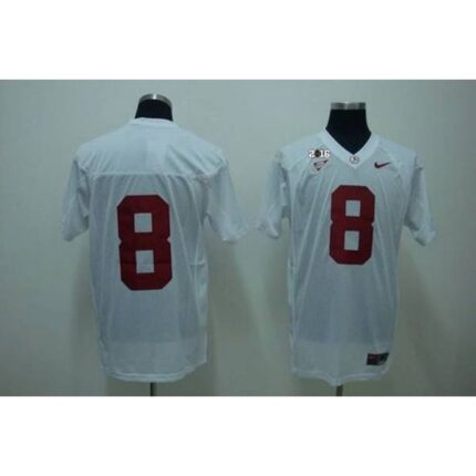 Crimson Tide #8 Julio Jones White 2016 College Football Playoff National Championship Patch Stitched NCAA Jersey