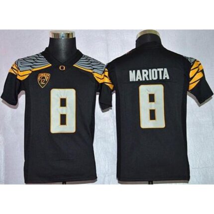 Ducks #8 Marcus Mariota Black Mach Speed Limited Stitched Youth NCAA Jersey