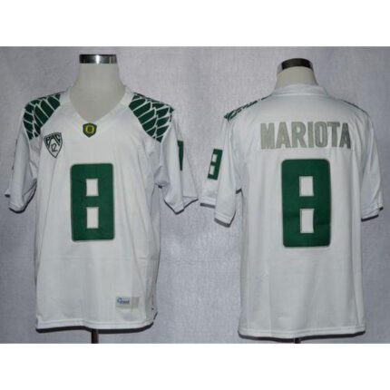 Ducks #8 Marcus Mariota White Limited Stitched NCAA Jersey