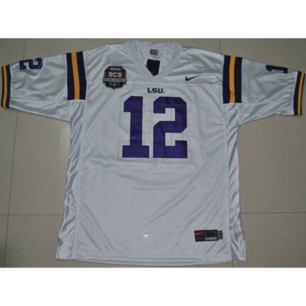 LSU Tigers #12 Jarrett Lee White 2012 BCS Championship Patch Stitched NCAA Jersey