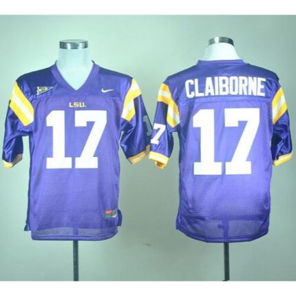 LSU Tigers #17 Morris Claiborne Purple Stitched NCAA Jersey