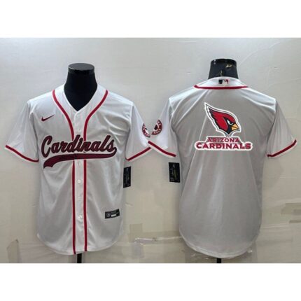 Men's Arizona Cardinals White Team Big Logo With Patch Cool Base Stitched Baseball Jersey