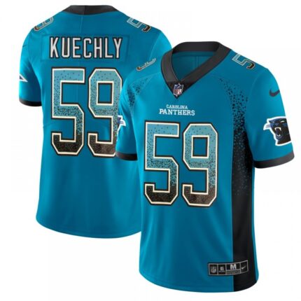 Men's Carolina Panthers #59 Luke Kuechly  Blue 2018 Drift Fashion Color Rush Limited Stitched NFL Jersey