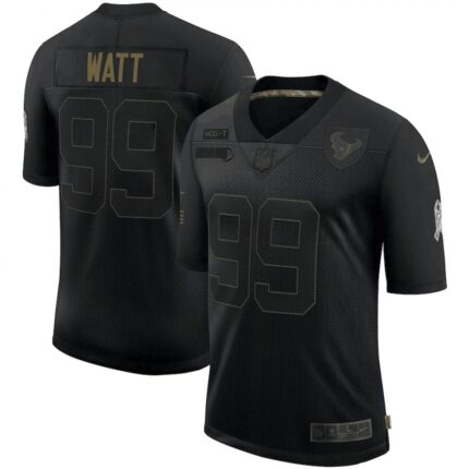 Men's Houston Texans #99 J.J. Watt 2020 Black Salute To Service Limited Stitched Jersey