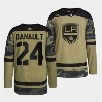 Men's Los Angeles Kings #24 Phillip Danault 2022 Camo Military Appreciation Night Stitched Jersey