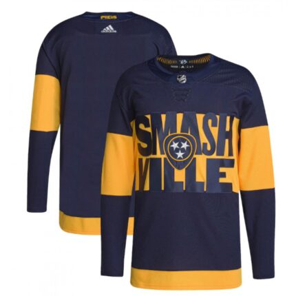Men's Nashville Predators Blank 2022 Navy Stadium Series Breakaway Player Stitched Jersey
