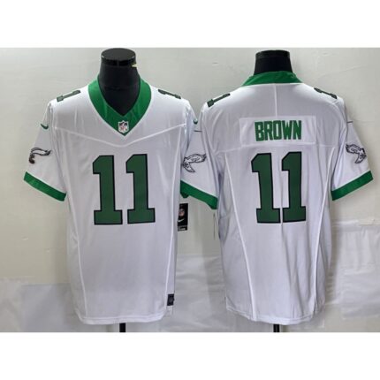 Men's Philadelphia Eagles #11 A. J. Brown White 2023 F.U.S.E. Vapor Untouchable Stitched Football Jersey