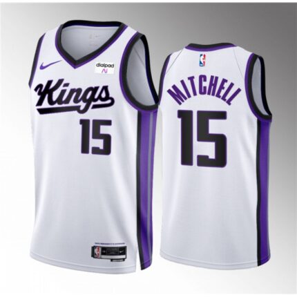 Men's Sacramento Kings #15 Davion Mitchell White 2023/24 Association Edition Stitched Basketball Jersey