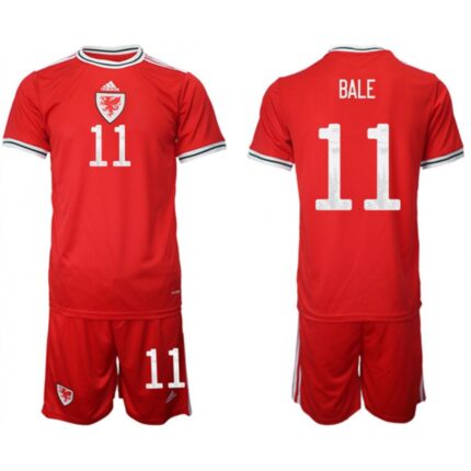 Men's Wales #11 Bale Red Home Soccer Jersey Suit