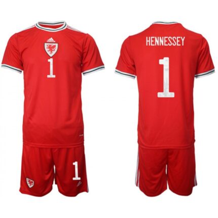 Men's Wales #1 Hennessey Red Home Soccer Jersey Suit