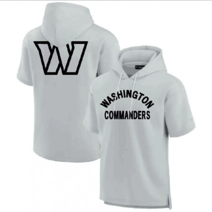 Men's Washington Commanders Gray Super Soft Fleece Short Sleeve Hoodie