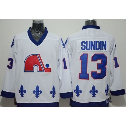 Nordiques #13 Mats Sundin White CCM Throwback Stitched NHL Jersey
