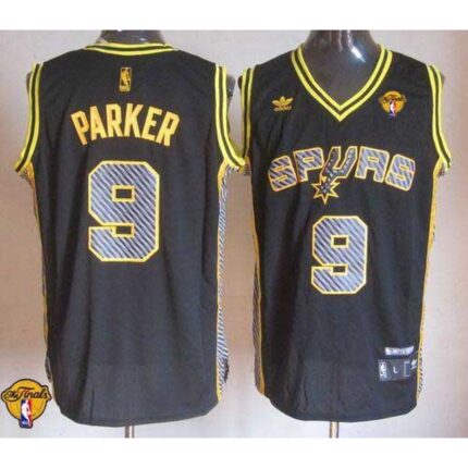 Spurs #9 Tony Parker Black Electricity Fashion Finals Patch Stitched NBA Jersey