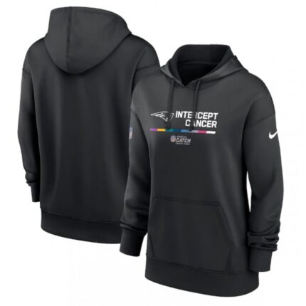Women's New England Patriots 2022 Black NFL Crucial Catch Therma Performance Pullover Hoodie(Run Small)