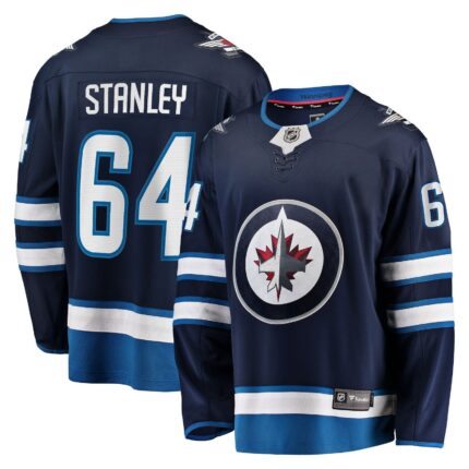 Men's Winnipeg Jets Logan Stanley Fanatics Navy Home Premier Breakaway Jersey